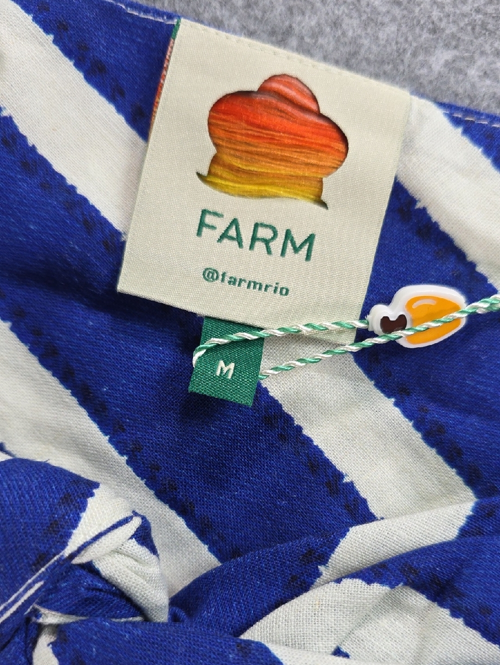 NWT FARM Rio Blue and White Striped One-Shoulder Top Twisted Amazing Sz Med - Picture 3 of 8
